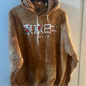 Rue 21 Copper Orange Washed Tokyo Hoodie Pullover Sweater